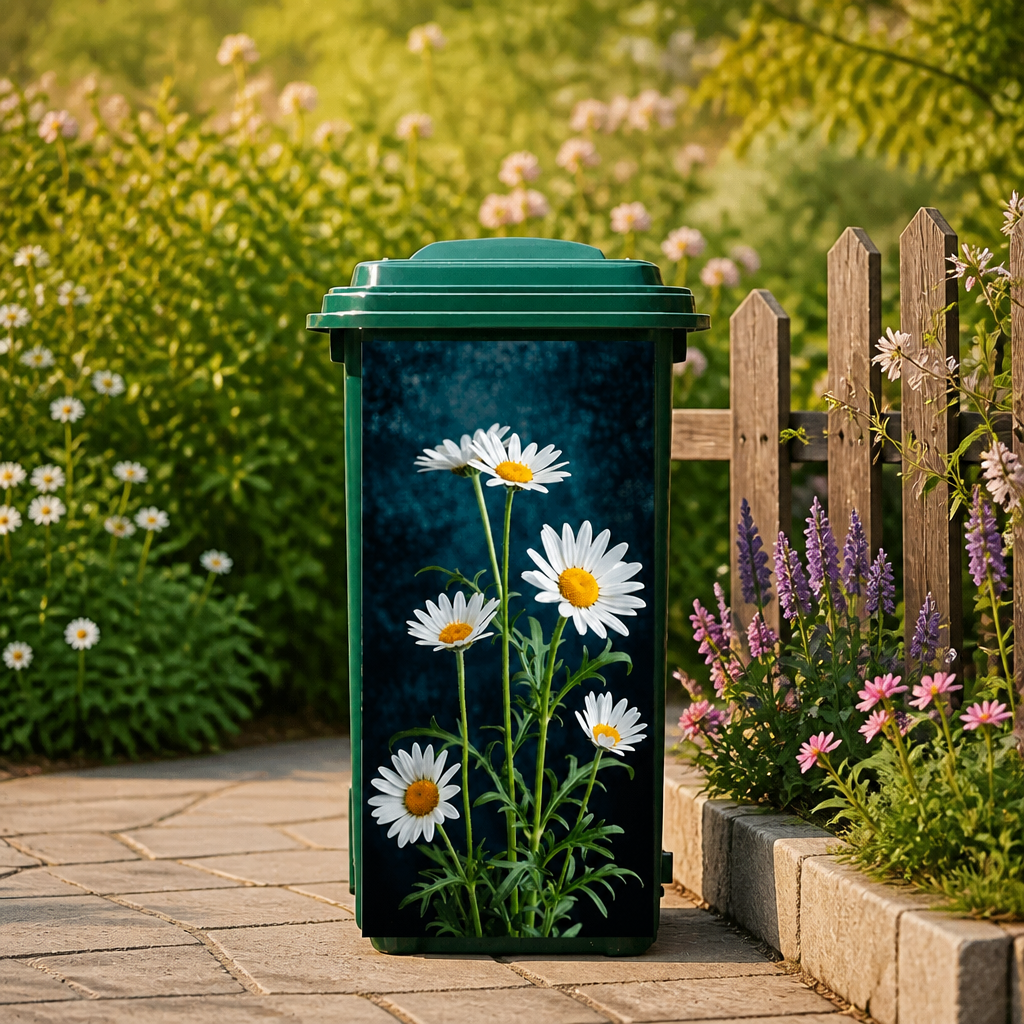 Garden Trash Can Stickers - Decorative Nature Bin Decals For Outdoor Yard & Patio
