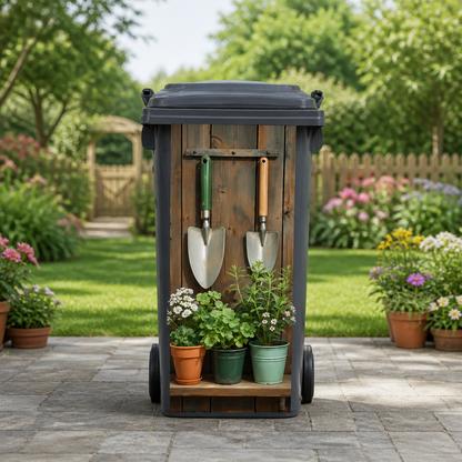 Garden Shelf Trash Can Sticker - Decorative Potted Plant Bin Decal For Outdoor Yard & Patio