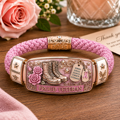 Women Veteran Honor Bracelet - Patriotic Braided Gift For Her