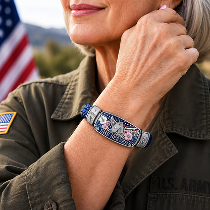 Women Veteran Honor Bracelet - Patriotic Braided Gift For Her