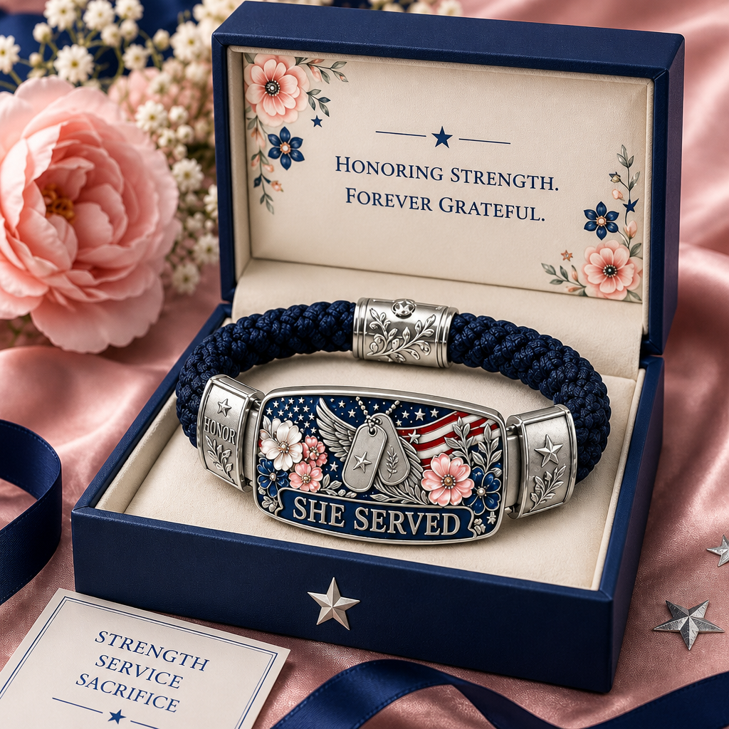Women Veteran Honor Bracelet - Patriotic Braided Gift For Her