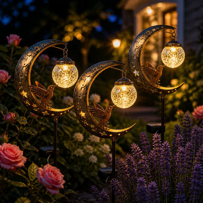 ✨ Hummingbird Moon Solar Garden Stake Light – Enchant Your Outdoor Space