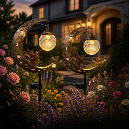✨ Hummingbird Moon Solar Garden Stake Light – Enchant Your Outdoor Space