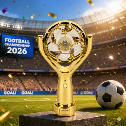 Soccer Trophy Portable Fan - USB Rechargeable Handheld Cooling Fan For Game Day