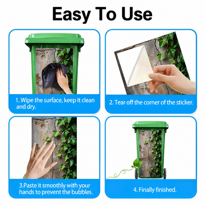 Garden Trash Can Stickers - Decorative Nature Bin Decals For Outdoor Yard & Patio