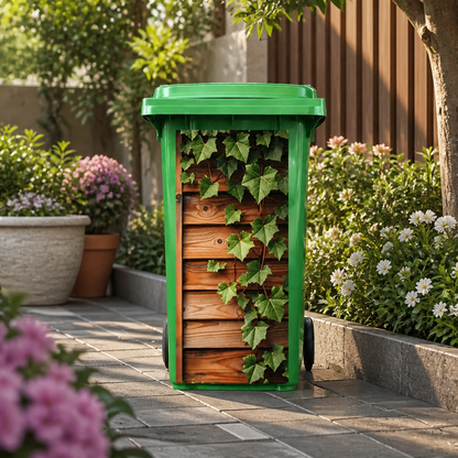 Garden Trash Can Stickers - Decorative Nature Bin Decals For Outdoor Yard & Patio