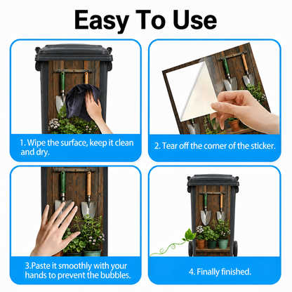 Garden Shelf Trash Can Sticker - Decorative Potted Plant Bin Decal For Outdoor Yard & Patio