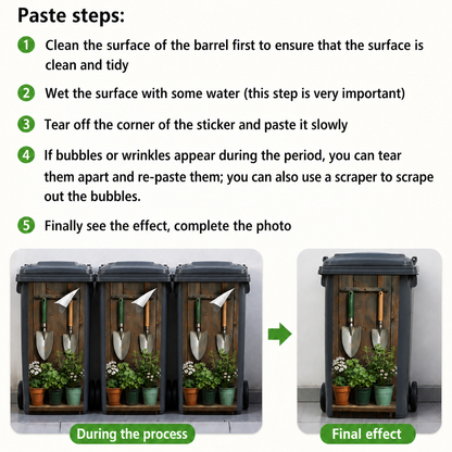 Garden Shelf Trash Can Sticker - Decorative Potted Plant Bin Decal For Outdoor Yard & Patio