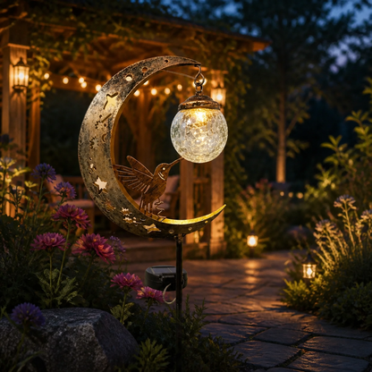 ✨ Hummingbird Moon Solar Garden Stake Light – Enchant Your Outdoor Space
