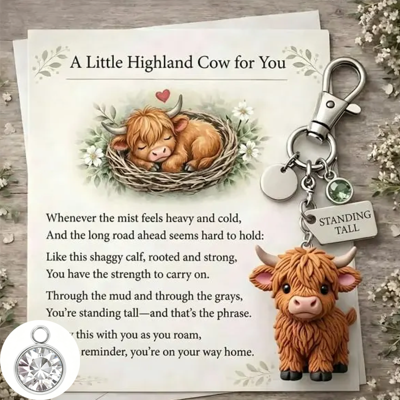 A Little Highland Cow For You Keychain: Your Daily Reminder of Quiet Strength