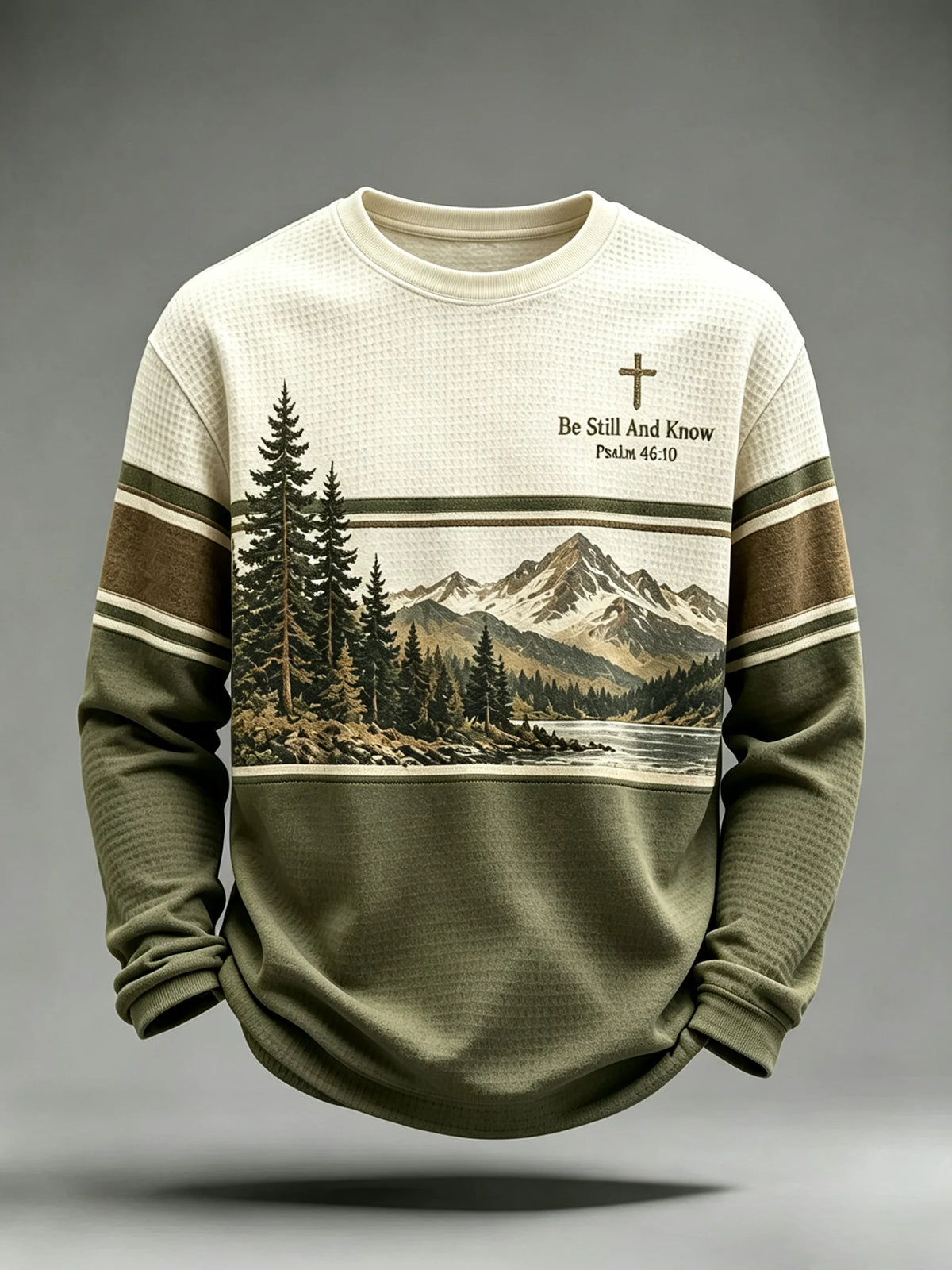 Men's Be Still And Know Psalm 46:10 Printed Waffle-Knit Top
