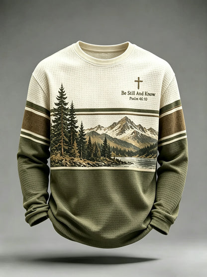 Men's Be Still And Know Psalm 46:10 Printed Waffle-Knit Top