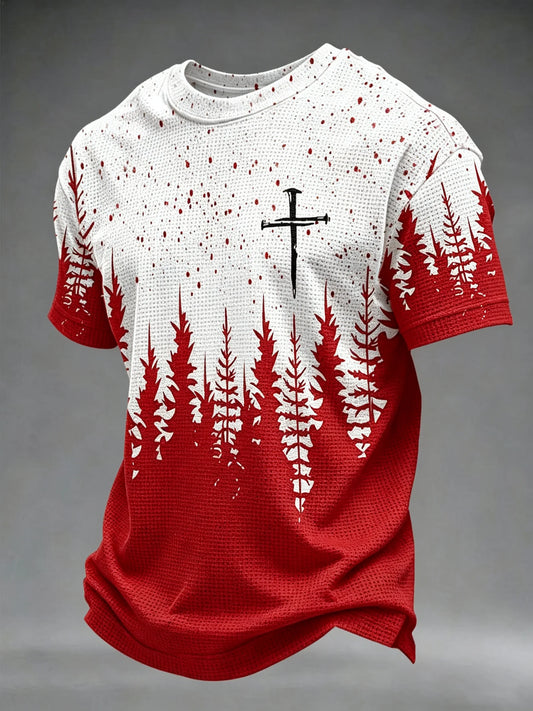 Men's Christmas Faith Print Waffle Top