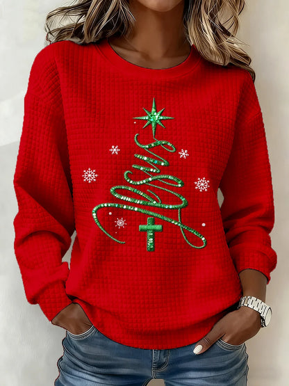 Women's Casual Retro Christmas Plaid Sweatshirt