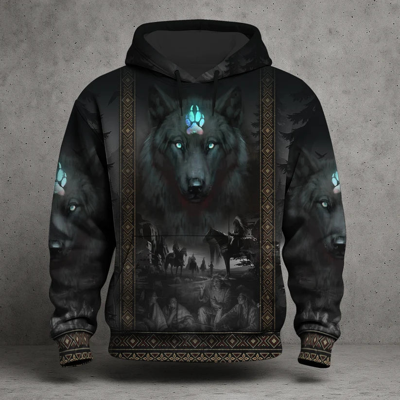 3D Hoodie Native American Faux Leather Vest Hoodie, Southwestern Tribal Eagle Feather Graphic