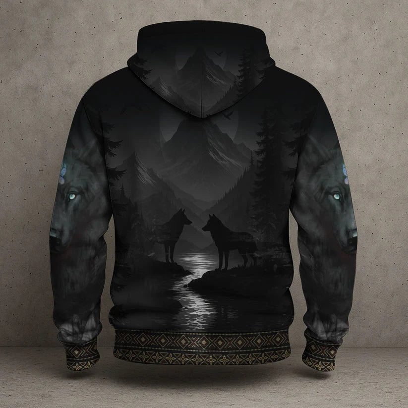 3D Hoodie Native American Faux Leather Vest Hoodie, Southwestern Tribal Eagle Feather Graphic