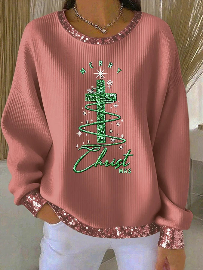 Women's Christmas Cross Print Casual Sweatshirt