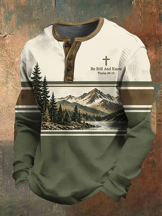 Men's Be Still And Know Psalm 46:10 Printed Waffle-Knit Top