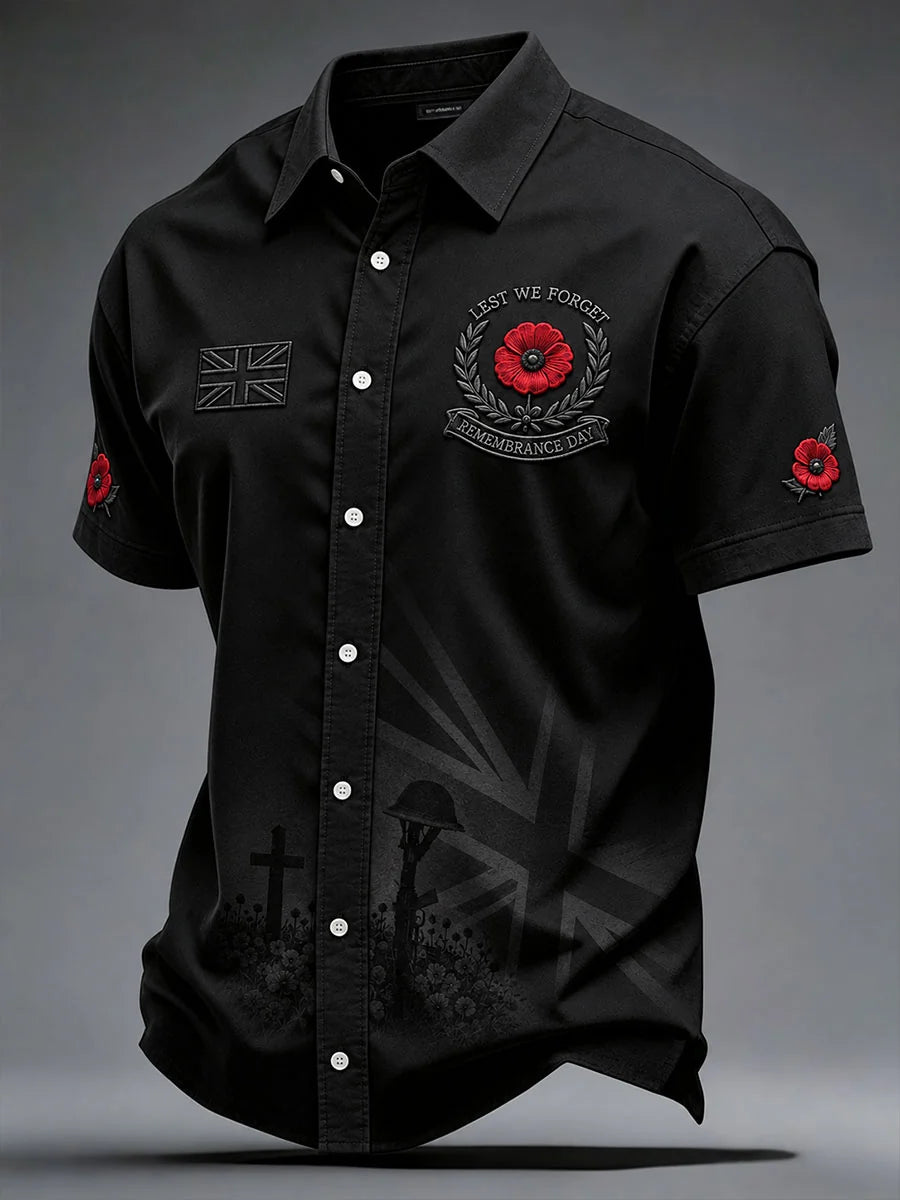 Men's Lest We Forget Print Short Sleeve Shirt