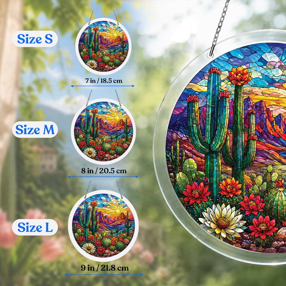 Acrylic Jigsaw Puzzle Suncatcher - Cactus Sunset