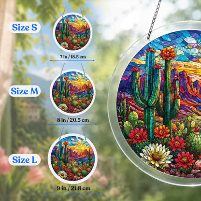 Acrylic Jigsaw Puzzle Suncatcher - Cactus Sunset