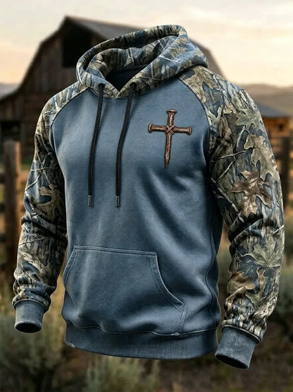 Men's Western Faith Print Camouflage Print Hoodie