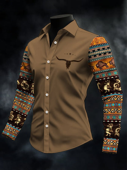 Men's Casual Western Style Contrast Color Shirt