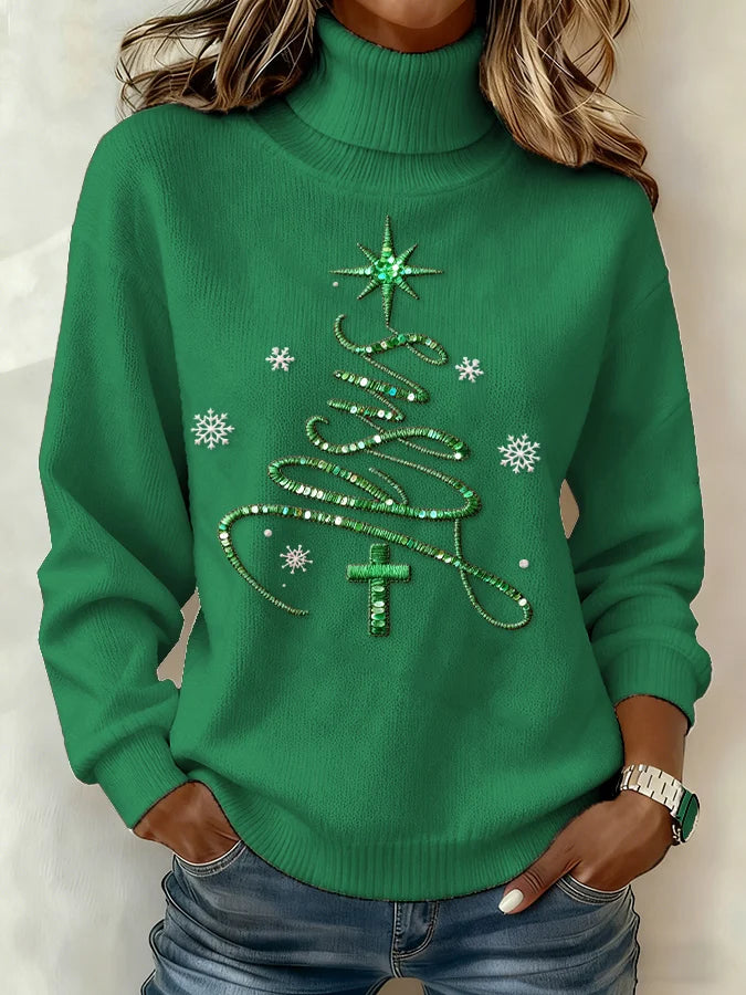 Women's Casual Fashion High-Neck Knit Top