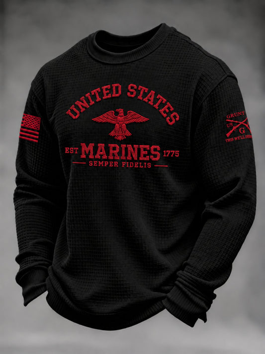 Men's U.S. Veterans Printed Waffle-Knit Top