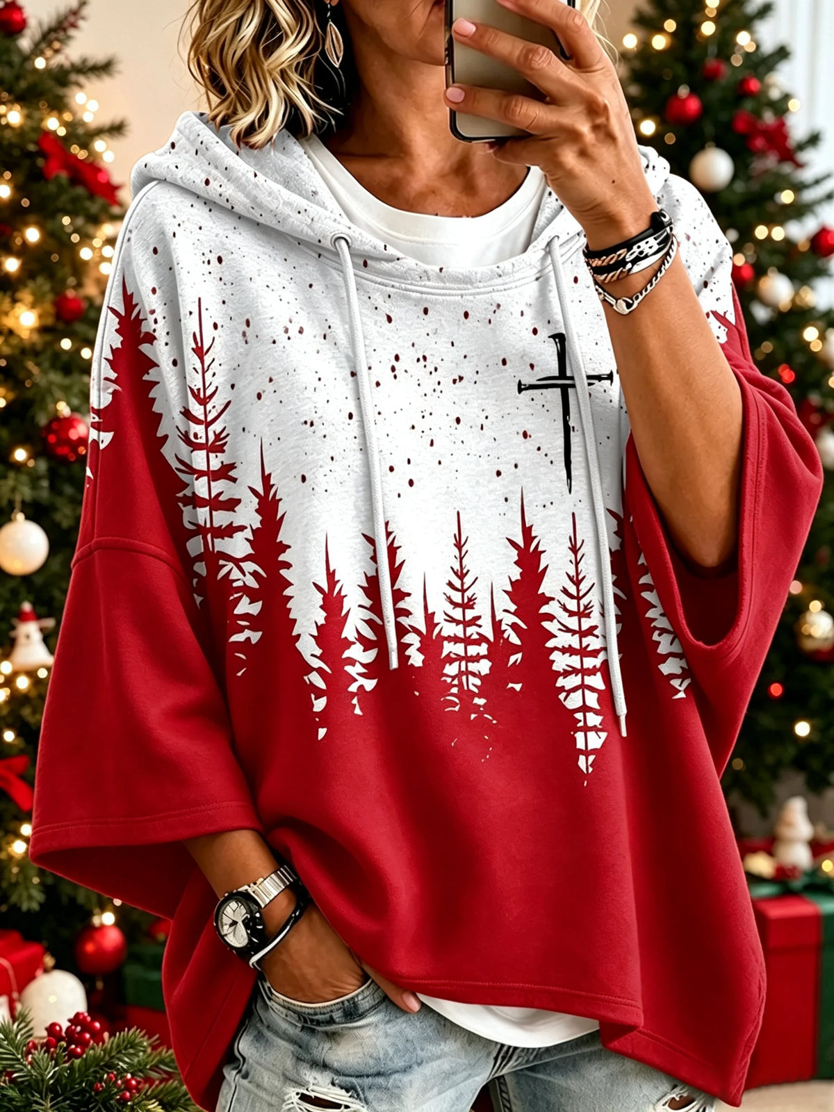 Women's Christmas Faith Print Loose Sweatshirt