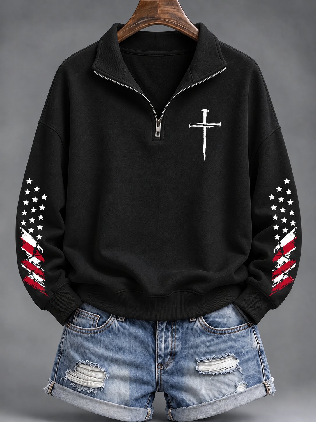 Women's Faith Cross Casual Half-Zip Sweatshirt