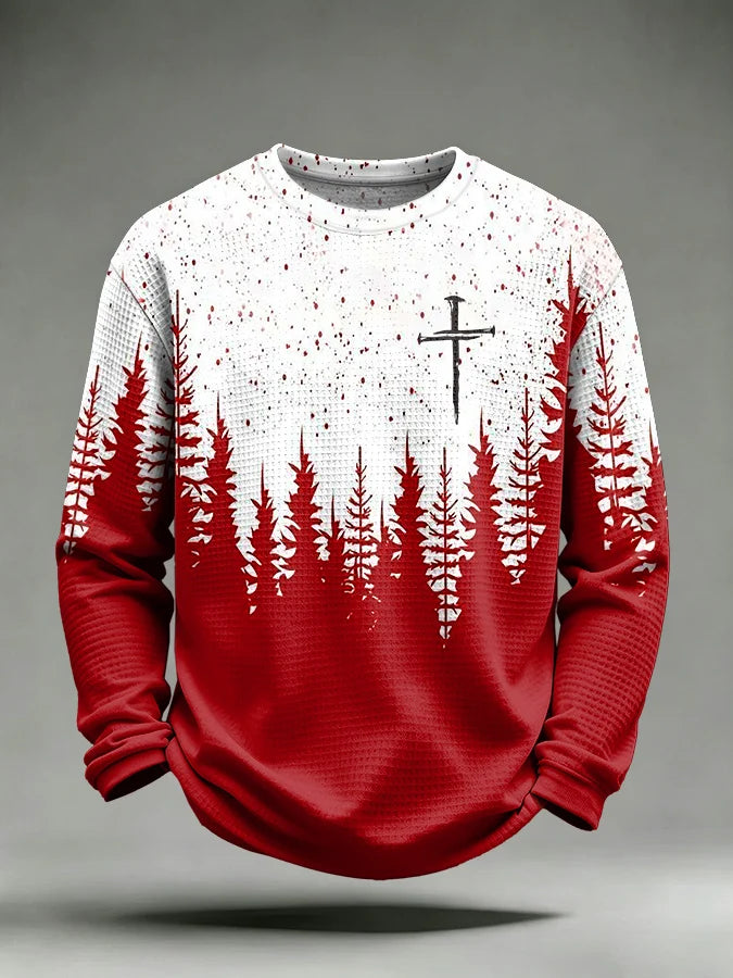Men's Christmas Faith Print  Waffle Sweatshirt