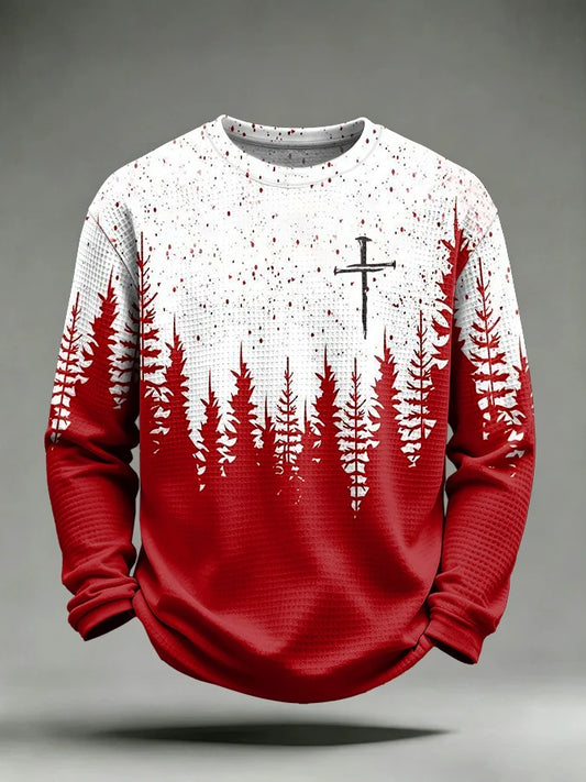 Men's Christmas Faith Print  Waffle Sweatshirt