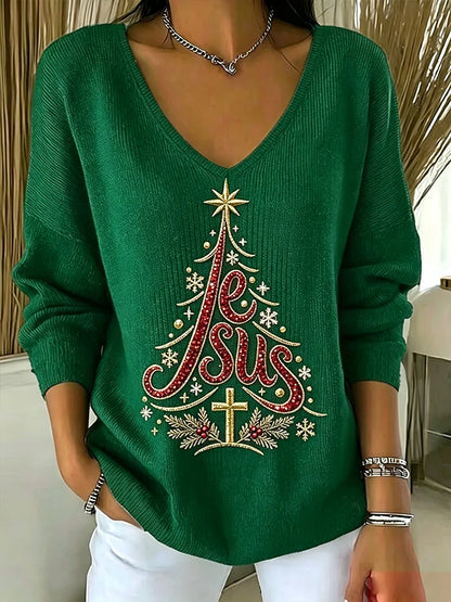 Women's Retro Christmas Print Top