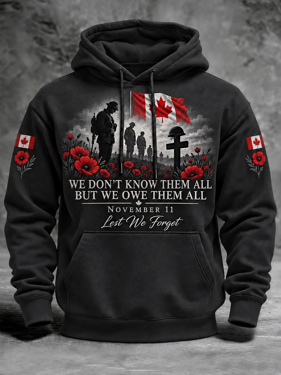 Men's Lest We Forget Canada Remembrance Day Hoodie