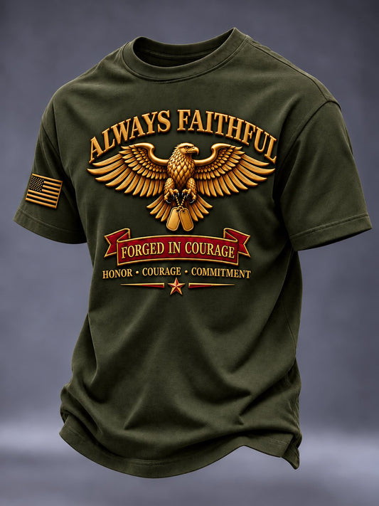 Men's Vintage U.S. Veteran Art Printed Short Sleeves T-Shirt