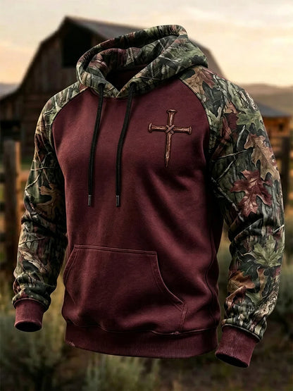 Men's Western Faith Print Camouflage Print Hoodie