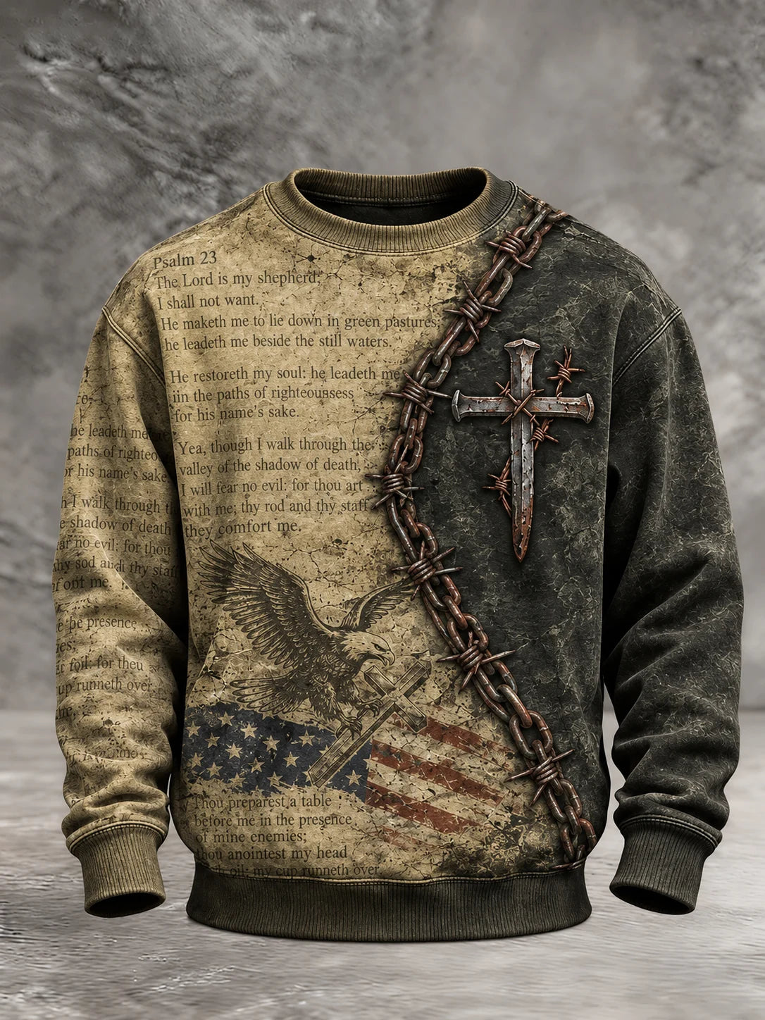 Men's Casual Faith Print Long-Sleeve Sweatshirt