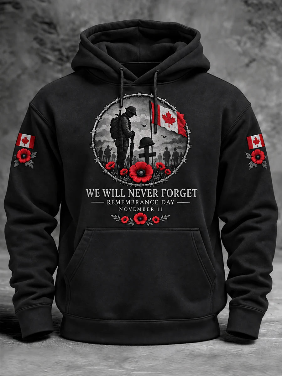 Men's Lest We Forget Canada Remembrance Day Hoodie