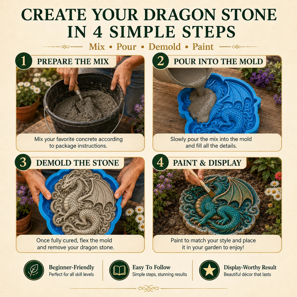 ✨Create Your Own Garden Art - Reusable Mold for Stepping Stones