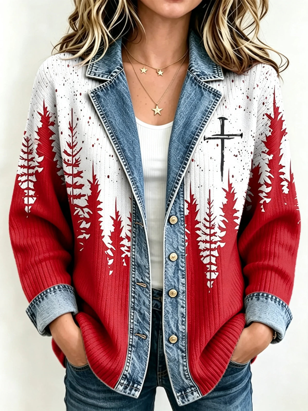 Women's Christmas Faith Print cardigan