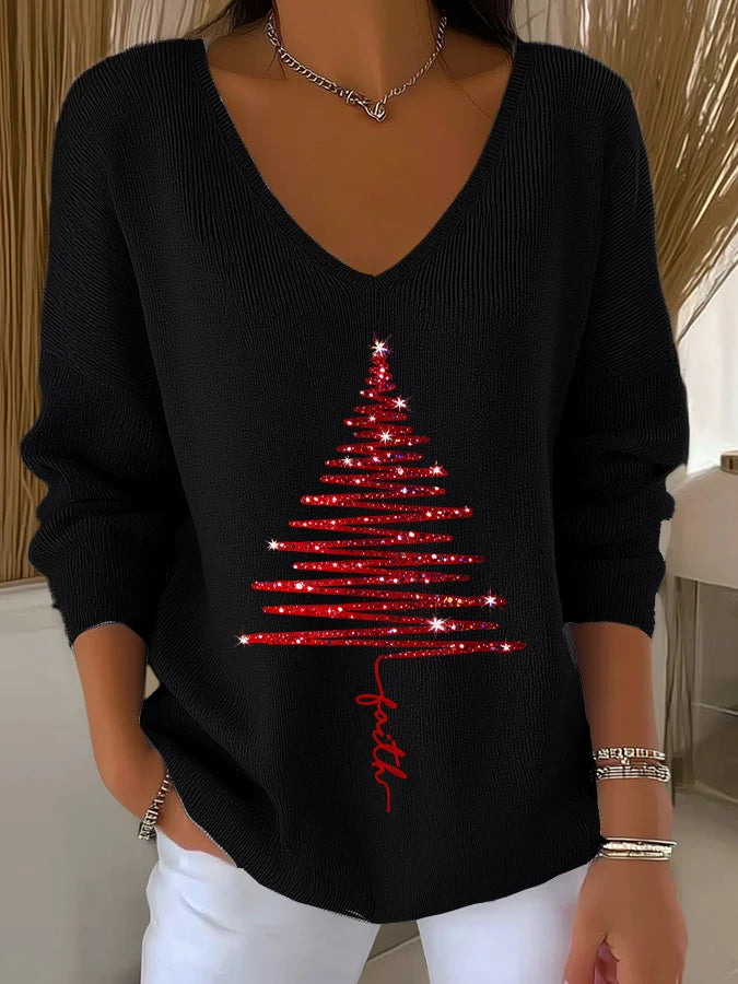 Women's Retro Alzheimer's Print V-Neck Top