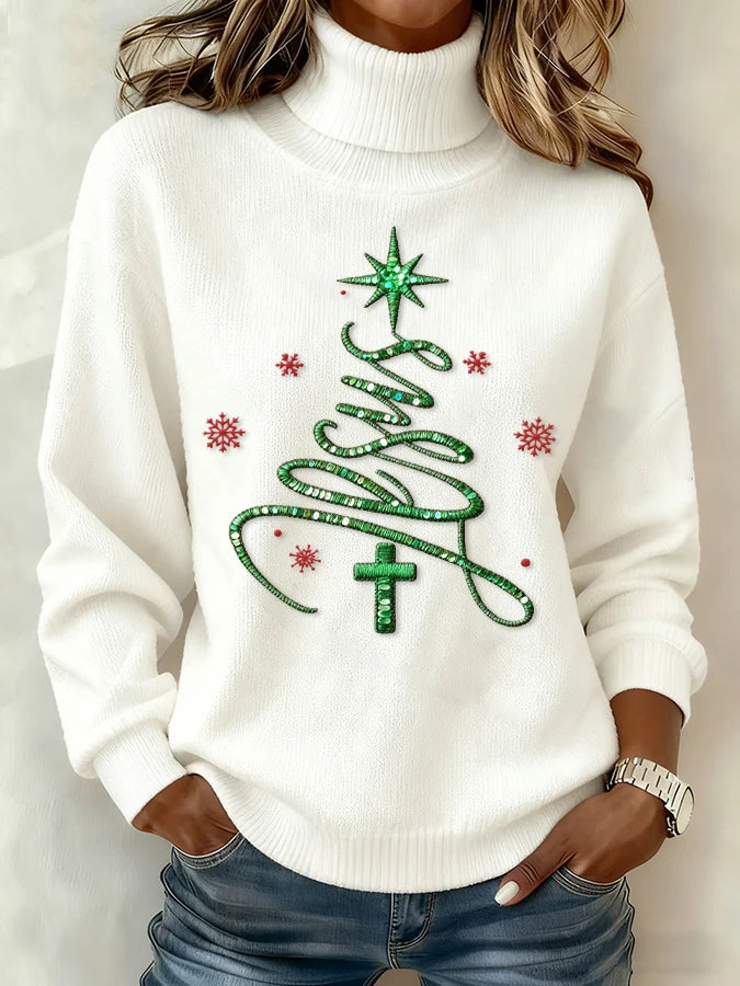 Women's Casual Fashion High-Neck Knit Top