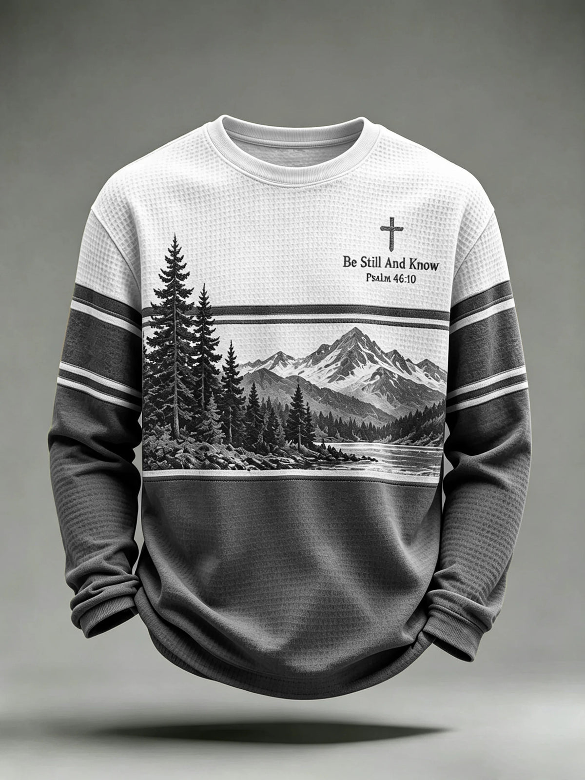 Men's Be Still And Know Psalm 46:10 Printed Waffle-Knit Top