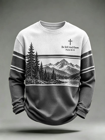 Men's Be Still And Know Psalm 46:10 Printed Waffle-Knit Top