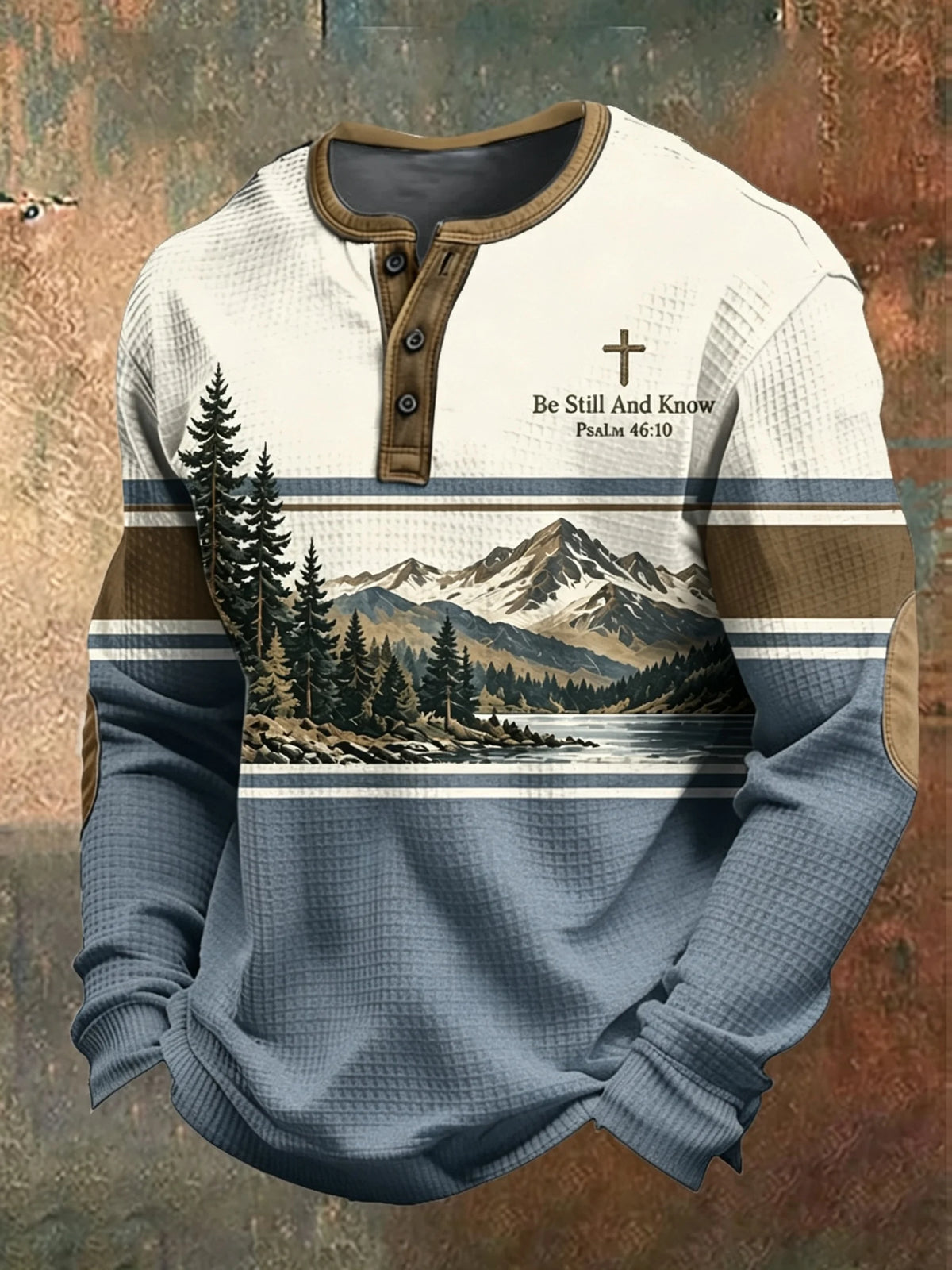 Men's Be Still And Know Psalm 46:10 Printed Waffle-Knit Top