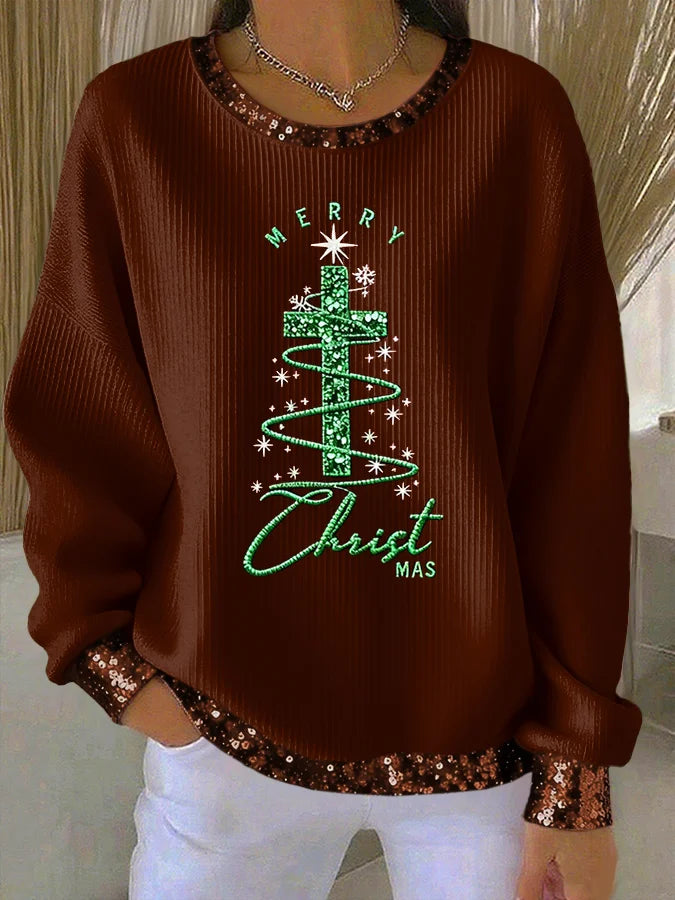Women's Christmas Cross Print Casual Sweatshirt