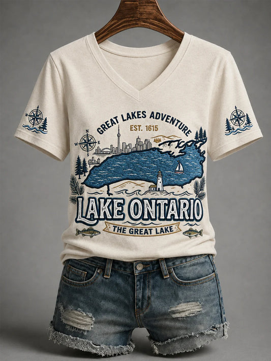 Women's Lake Ontario Always And Forever V-Neck Tee