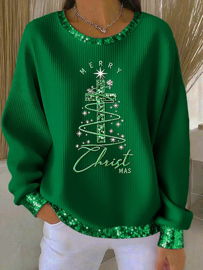 Women's Christmas Cross Print Casual Sweatshirt