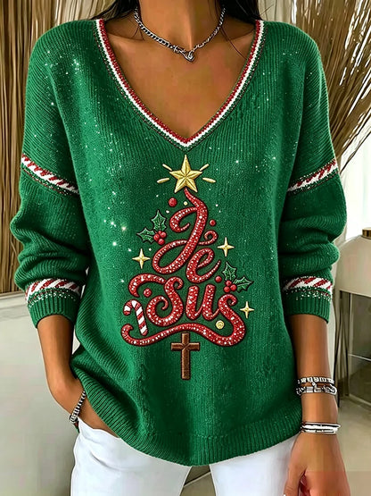 Women's Retro Christmas Print Top